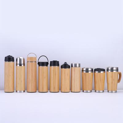 China 420ml stainless steel flask luxury sustainable insulated bamboo flask drinkware bottle with tea strainer for business gifts for sale