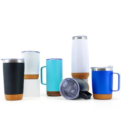 China Sustainable Camping Metal Tumbler Bulk Personalized Coffee Mugs With Soft Wood Bottom for sale