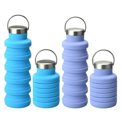 China Logo BPA Free Customized Viable Collapsible Sports Silicone Cold Bike Drinking Collapsible Water Bottle for sale