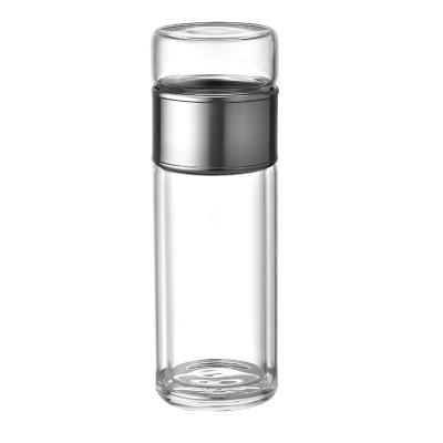 China Sustainable Double Wall Stainless Steel Tea Infuser Glass Tea Cup Sports Glass Water Bottle With Infuser for sale