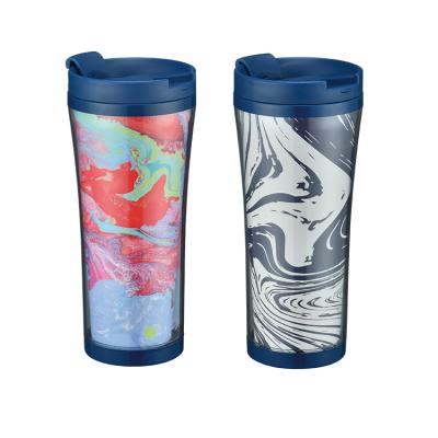 China Double Wall LFGB Double Wall Sustainable Plastic Cup Tumbler With Lid for sale