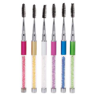 China Reusable Eyelash Extension Brush Private Label Mascara Makeup Eyelash Wand With Rhinestone Wick Salon Supplies for sale