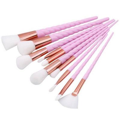 China Angular Blush Makeup Brush Set 10 Fiber Makeup Brush Foundation Super Soft Pink Blush Eyeshadow Face Shading Makeup Set Tools for sale