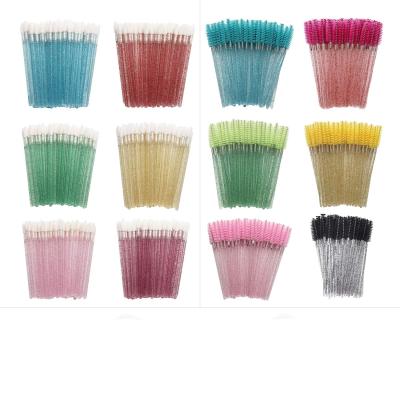 China Wholesale Eyelash Extension Brush Eyelash Cleaning Brush Pink Mascara Eyelash Brush For Beauty Salon Use Eyebrow Crystal Brush for sale