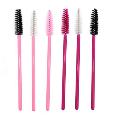 China Disposable Good Quality Lash Brush Eyelash Extension Brush Pink Mascara Magic Wand Eyelash Makeup Brush for sale