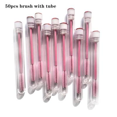 China Reusable Eye Lash Brushes With Glitter Top Eyebrow Removal Brush And Lash Detergent With Mascara Brush In Portable Tube for sale