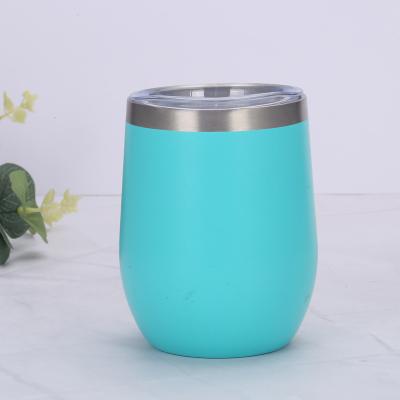 China 12oz/360ml PORTABLE Vacuum Insulated Double Tumbler Stainless Steel Wall Wine Cup Coffee Mug With Lid for sale