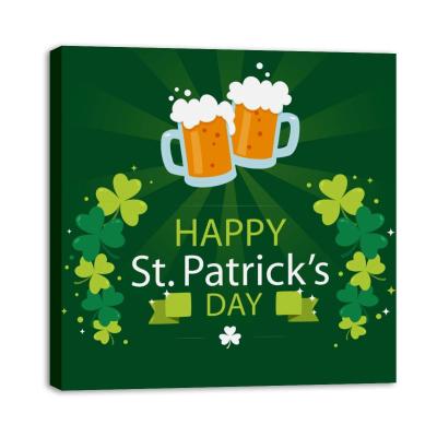 China waterproof & Dustproof Modern St Patrick's Day Art Decoration Poster Party Gift Wall Canvas Shamrock Wood Frame Saint Patrick's Day for sale