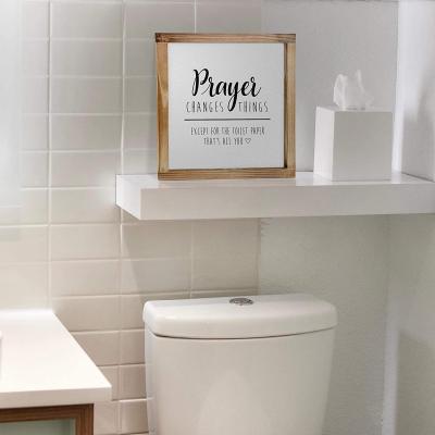 China Custom Wooden Funny Bathroom Toilet Paper Prayer Frame Europe Farmhouse Decor Wall Hanging Art Wood Sign Guest for sale