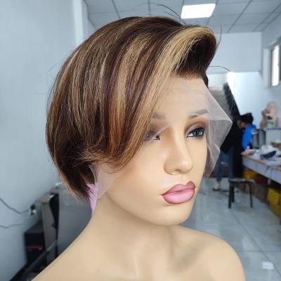 China Other Alia Wigs Lace Front Wigs Pixie Cut Hair Wigs Ombre Brown Color Hot Selling Wholesale Seller Pixie Cut Hair for sale