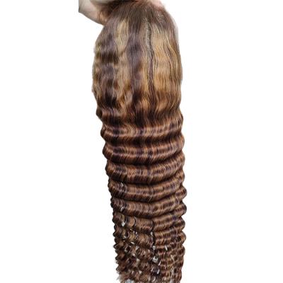 China Wholesale Price Ombre Brown Hot Sale Deep Wave Human Hair Wigs High Quality Deep Hair Wigs for sale