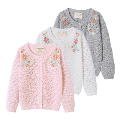 China Anti-wrinkle baby sweater for spring summer hand made flower girls cardigan embroidery wholesale children's clothing boutiques for sale