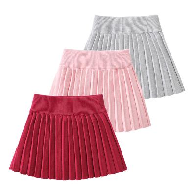 China 2022 New Arrival Infant Babies Elastic Waist Anti-wrinkle Pleated Skirts Toddler Kids Clothes Solid Color Knitted Casual Outfit for sale