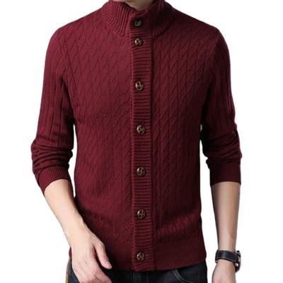 China Anti-Wrinkle Buttoned Mens Sweater Solid Color Fake Neck Cardigan Knitwear for sale