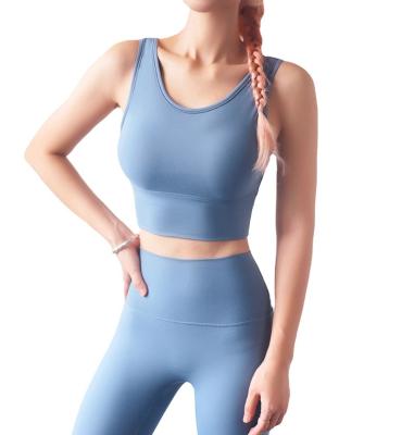 China Breathable High Waist Leggings And Bra Suit Backless Yoga Sets Fitness Workout Naked Feeling Sportswear for sale