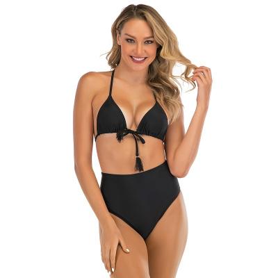 China Breathable Women's High Waist Halter Front Two Piece Swimsuit Bikini Set Sexy Bikini 2 Piece Swimwear for sale