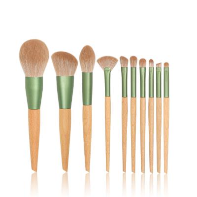 China Angular Blush Professional 10 Pcs Hot Sale Wooden Handle Makeup Brush Set for sale