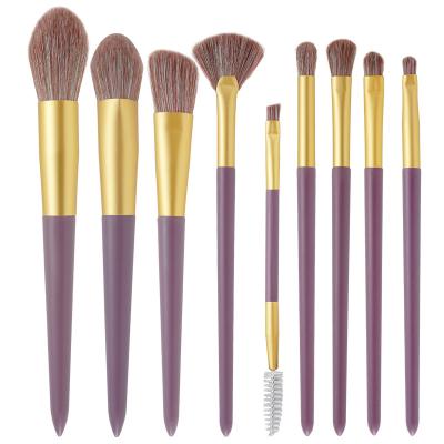 China Angular Blush Portable Private Label Synthetic Fiber Mini Purple Makeup Brush Set for sale