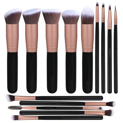 China Angular Blush Foundation Powder Eyeshadow Rose Gold Private Label Makeup Premium Synthetic Brush Set for sale