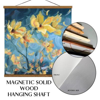 China Custom Personalized Modern Simple Multicolor Magnetic Solid Wood Customization Scroll Painting Fabric Art Home Poster Print Wall Art Decoration for sale