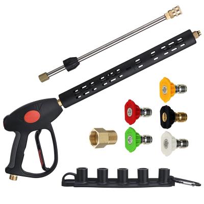 China Max 40 Inch 4000 PSI Car High Pressure Washer Gun with Extension Wand, M22 15mm or M22 14mm Fitting, 5 Nozzle Tips for sale