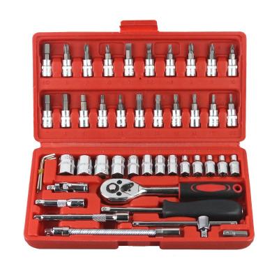 China Heavy Duty Standard Portable 46 Pcs Auto Repair Wrench Socket Ratchet Hand Tool Set for sale