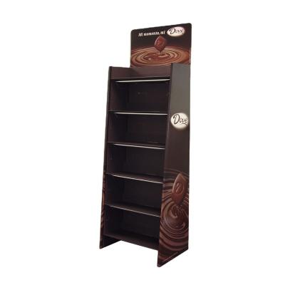 China Eco-friendly Shipping Flat Pack Pop Floor Rack Display Cardboard Chocolate Display for sale