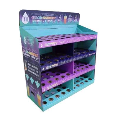 China Eco-friendly Color Tumbler Water Bottles Cardboard Half Pallet Floor Display Stand Pallet Shop Display Rack What Stand for sale