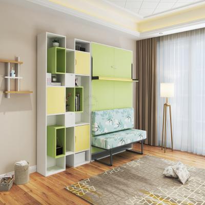 China With Turning Device With Turning Wooden Bed Bett With Shelf And Sofa Vertical Hidden Wall Space Saving Home Furniture Modern for sale