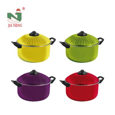 China 2021 Viable High Quality Stainless Steel Noodle Cooker Pot With Strainer Lid for sale