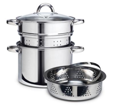 China 3 Ply Stainless Steel Stock Pot Multifunctional Steamer Food Grade Household Stocked Product for sale