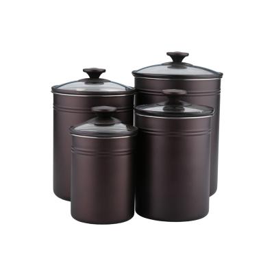 China Sustainable Fine Coffee Sugar Food Canister Quality Stainless Steel Kitchen Tea Set of 4 for sale