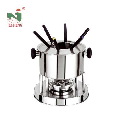 China Wholesale Viable Fine Quality Fondue Pot and 6 Fondue Forks Included for Cheese or Chocolate Melting Stainless Steel Fondue Set for sale