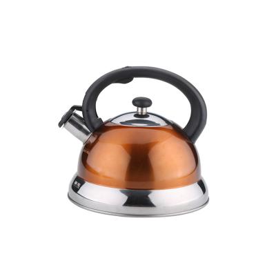 China Sustainable Stainless Steel Water Kettle, 3L Gold Color Whistling Kettle For Sale for sale