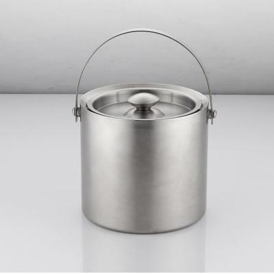 China Factory direct stocked 2.5L double wall wine cooler stainless steel champagne beer ice bucket with lid for sale