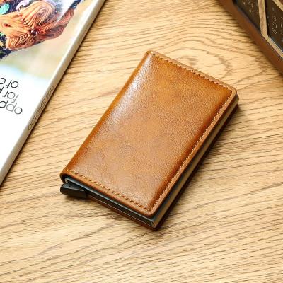 China RFID Blocking Protects Amazon Hot Sale Wholesale And Auto Customized Pop Up Credit Card Holder Case Pocket Travel Business Aluminum Wallet for sale