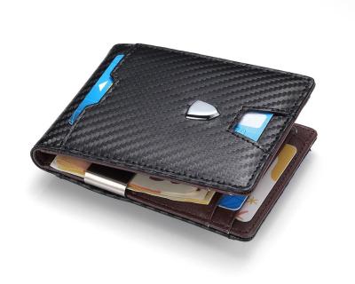 China RFID Blocking 2020 New Arrival Men's Biofold Wallet Carbon Fiber Leather Bifold RFID Blocking Credit Card Holder Wallet For Men Boy Father Birthday Gift Best for sale