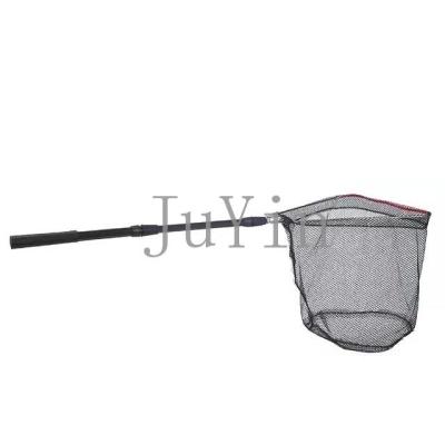 China JUYIN Spot Three-Section Head Mesh End-Eye Fishing Net Pocket Durable Triangular Folding Aluminum Alloy Telescopic Landing Net for sale