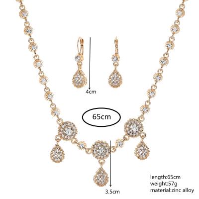 China Vintage Wholesale High Quality Wedding Bridal Jewelry Set Rose Gold Crystal Necklace And Earrings Set for sale