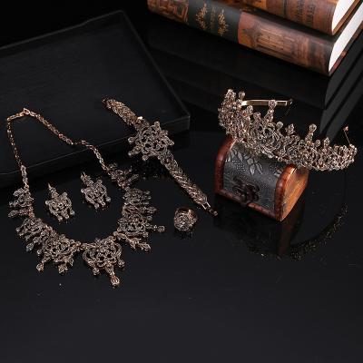 China Retro Jewelry Set Fashion Moroccan Wedding CLASSIC Copper Plated Jewelry Set For Ladies for sale