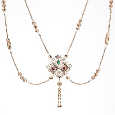 China Fashion Boho Gold Ethnic Style Necklace Rhinestone Crystal Rhinestones Alloy Necklace For Women for sale