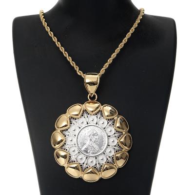 China 2021 New Ethnic European Style Personalized Necklace Gold Plated Vintage French Coin Necklace for sale