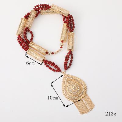 China 2021 New Design Ethnic Style Moroccan Crystal Rhinestone Necklace For Body Gold Plated Decortion for sale