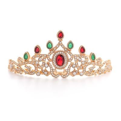 China Gold Plated Crown Luxury Crystal Rhinestone Wedding Tiara Retro Bride Bride Hair Accessories Crown Gold Plated for sale