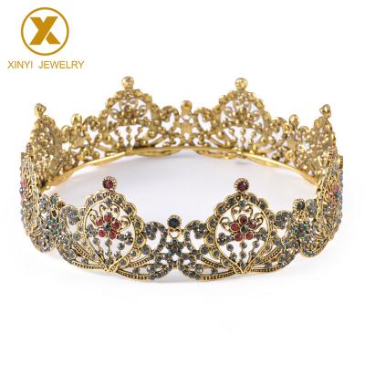 China Flower Zinc Alloy Gold Bridal Crown Hair Headpiece Bridesmaid Head Piece For Women Wedding Accessories for sale