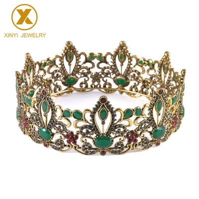 China New Style Luxury Bridal Crown Zinc Alloy Tiaras Gold Tiaras Antique Tiaras For Women Bride Wedding Hair Accessories for sale