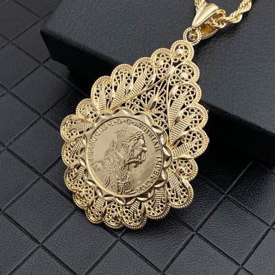 China CLASSIC Austrian Taylor Coin Pendant Engraving Austrian Eagle Gold Necklace For Wedding Party Decoration Union Dress for sale