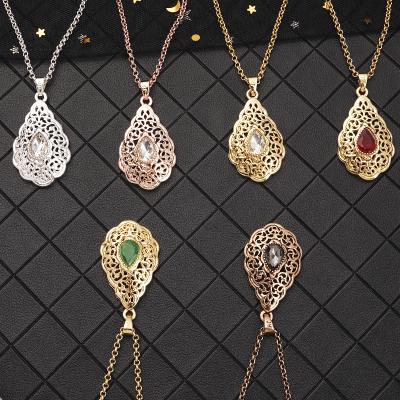 China CLASSIQUE Algerian Classic Wedding Necklace Gold Drop Shape Crystal Pendant for sale