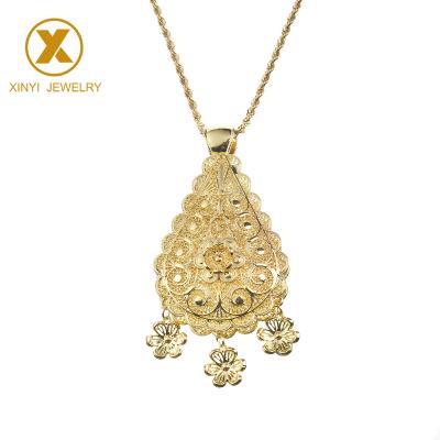 China Antique Vintage Gold Color Fashion Moroccan Ethnic Women Necklace Wedding Pendant Jewelry for sale