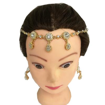 China Bestselling Muslim Women Head Chain Stone Bridal Hair Accessories Tiara French Zirconia Crystal Jewelry Accessory for sale